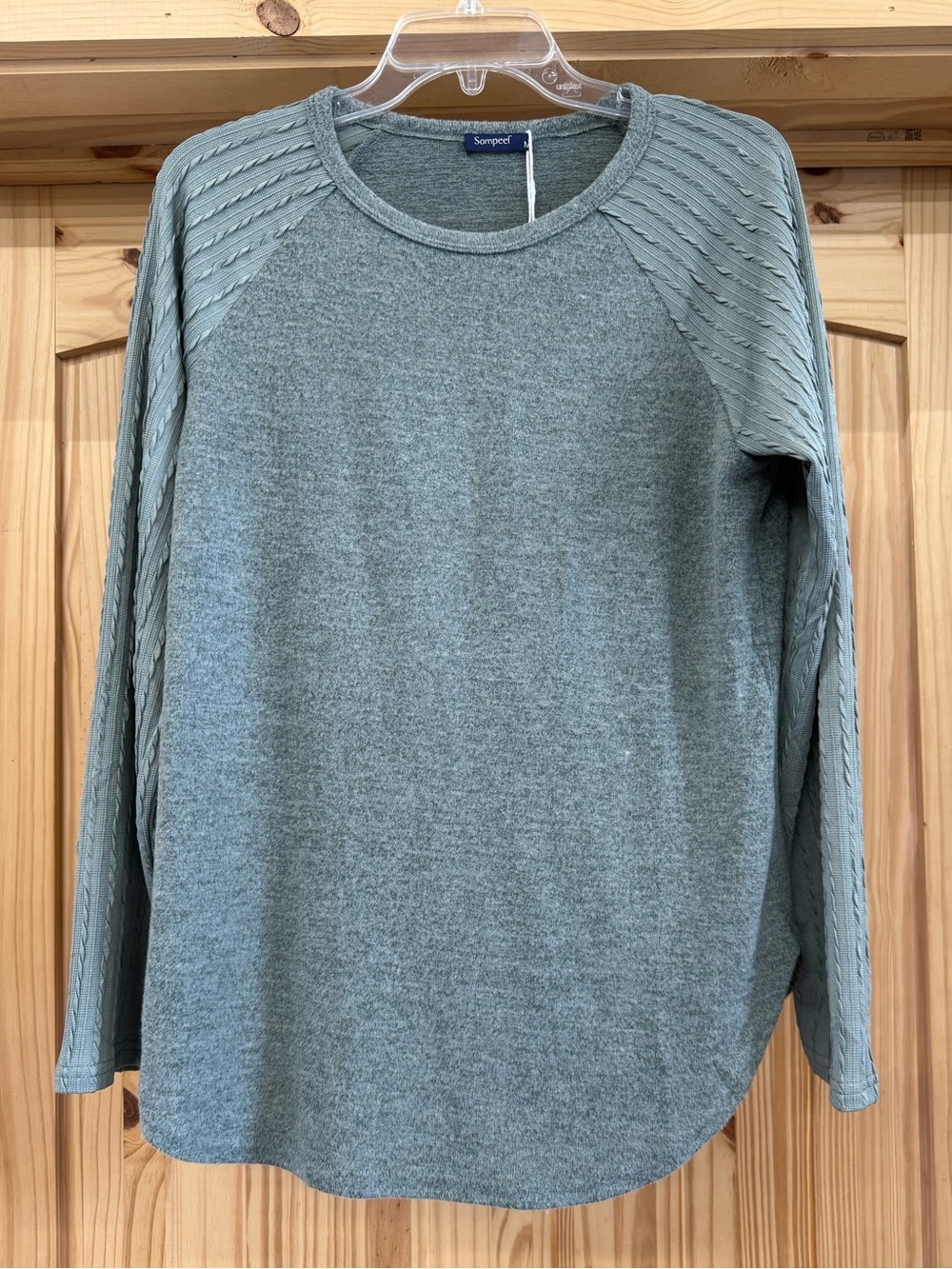 Sampeel Sage Green Cable Sleeve‎ Tunic - NWT
